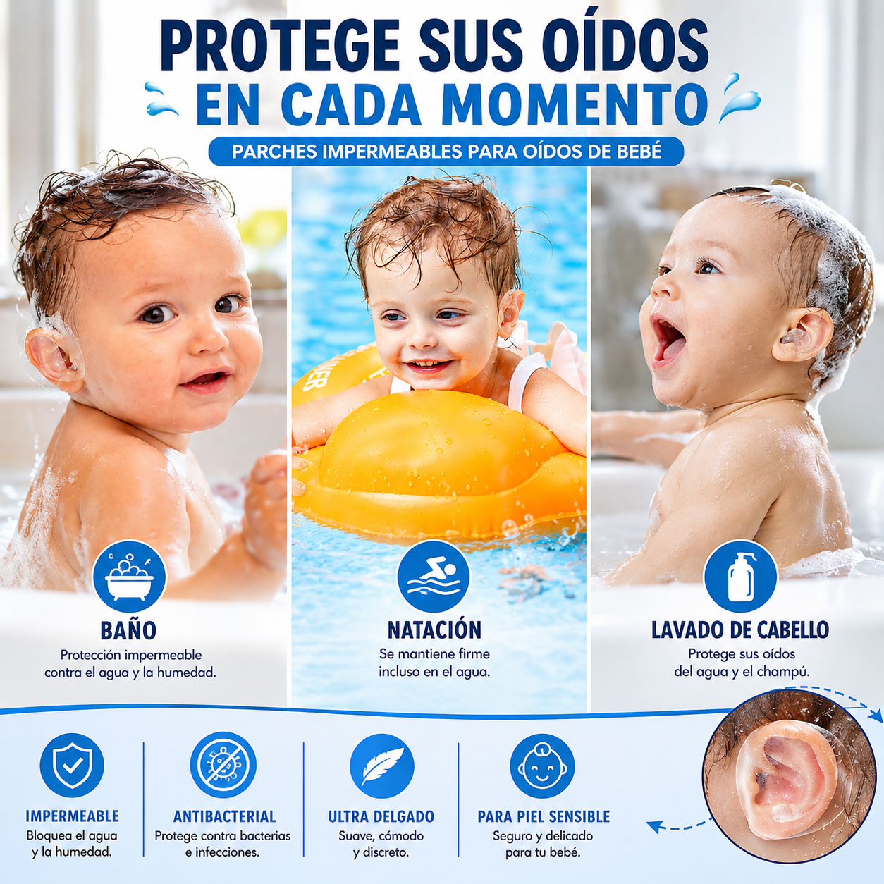 Parches Impermeables para Oídos®
